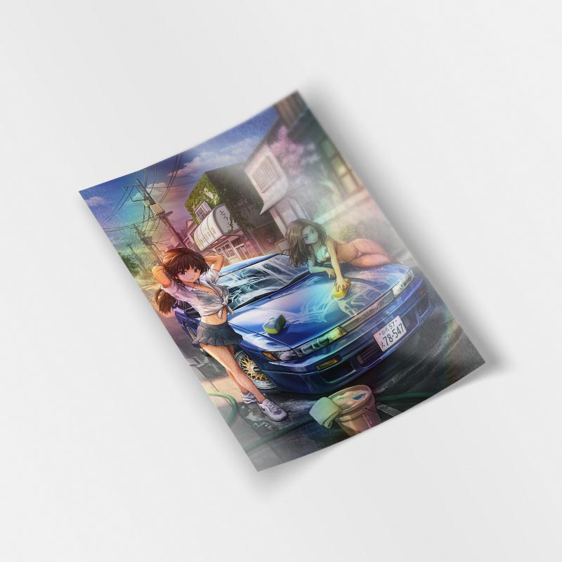 Initial D Impact Blue Mini Sticker (Holographic)