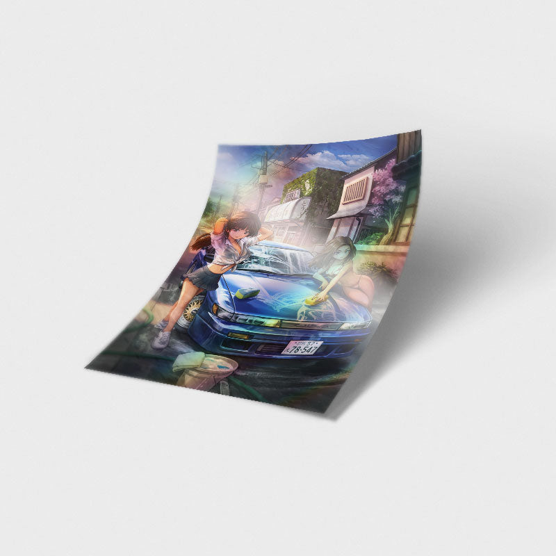 Initial D Impact Blue Mini Sticker (Holographic)