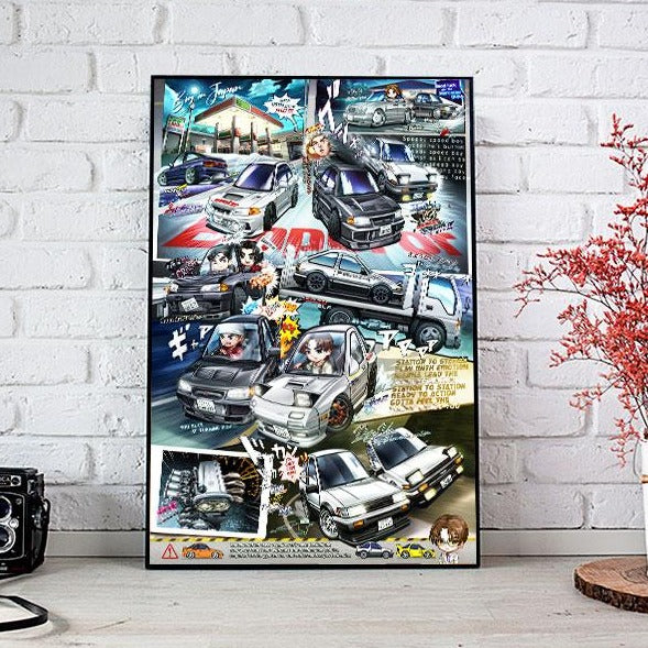 Initial D: Stage 2 Chibi Car Poster Print - Second Stage