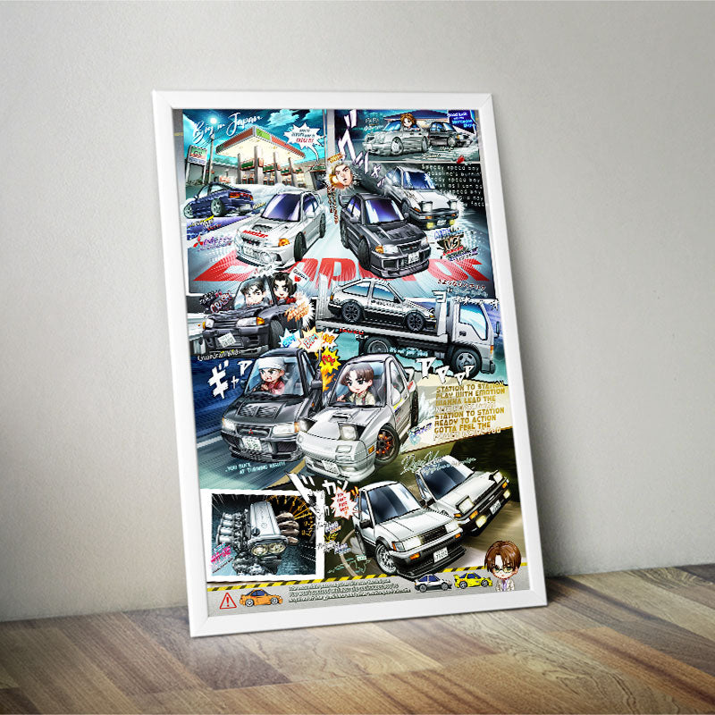 Initial D: Stage 2 Chibi Car Poster Print - Second Stage