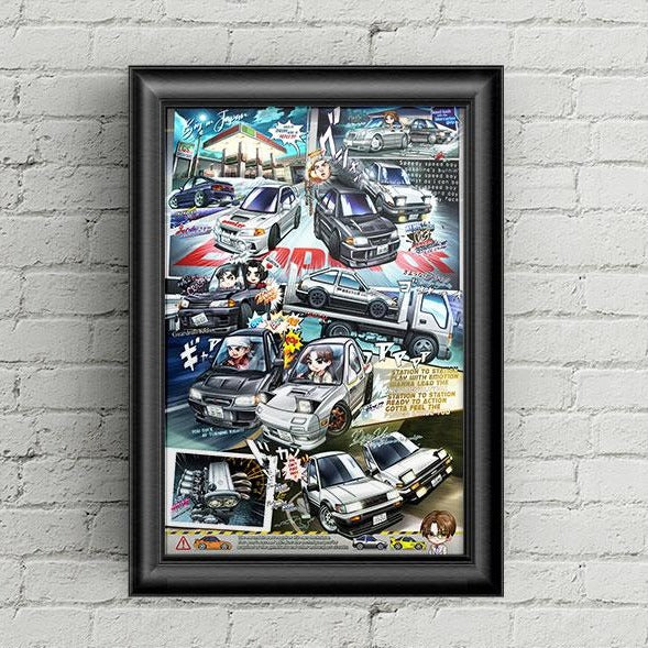Initial D: Stage 2 Chibi Car Poster Print - Second Stage