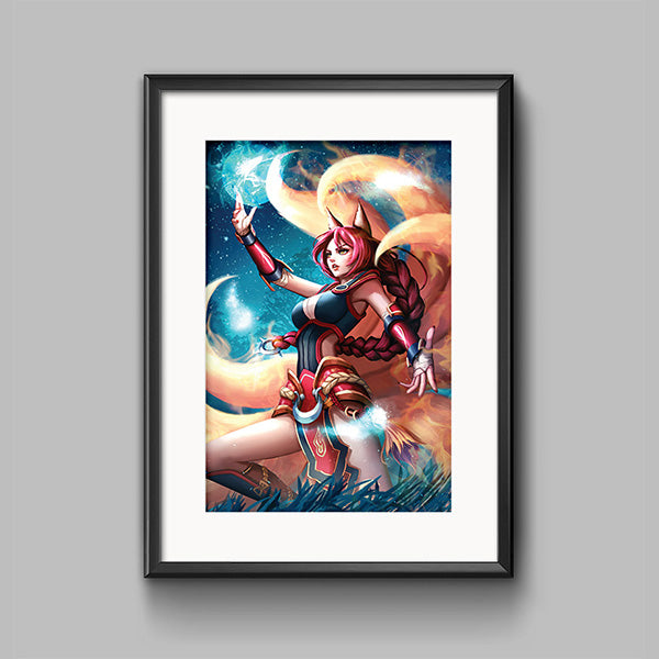 Foxfire Ahri Poster Print - nayukidraws