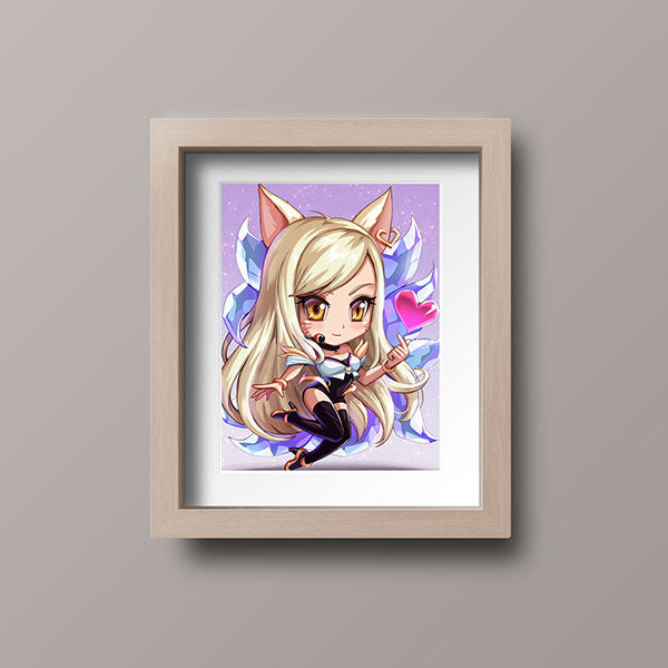 KDA Ahri Chibi Mini Print - nayukidraws