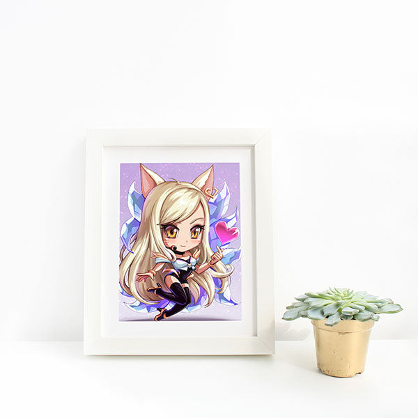 KDA Ahri Chibi Mini Print - nayukidraws