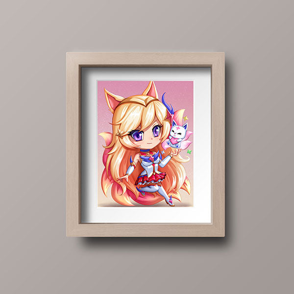 Star Guardian Ahri Chibi Mini Print - nayukidraws