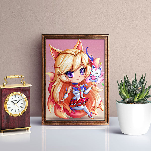 Star Guardian Ahri Chibi Mini Print - nayukidraws