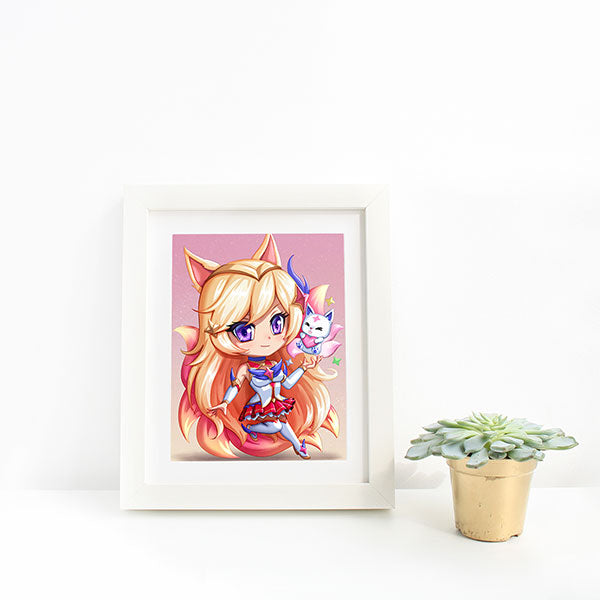 Star Guardian Ahri Chibi Mini Print - nayukidraws