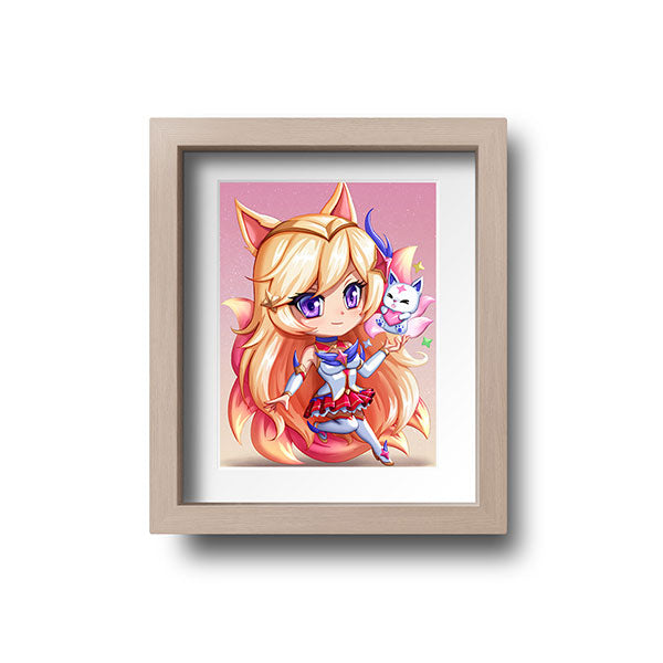 Star Guardian Ahri Chibi Mini Print - nayukidraws