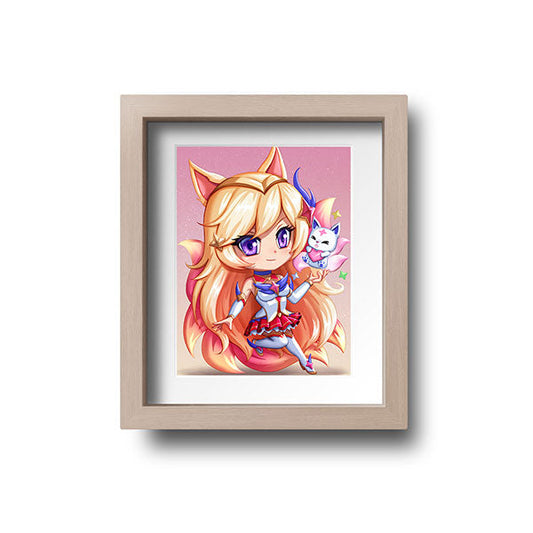 Star Guardian Ahri Chibi Mini Print - nayukidraws