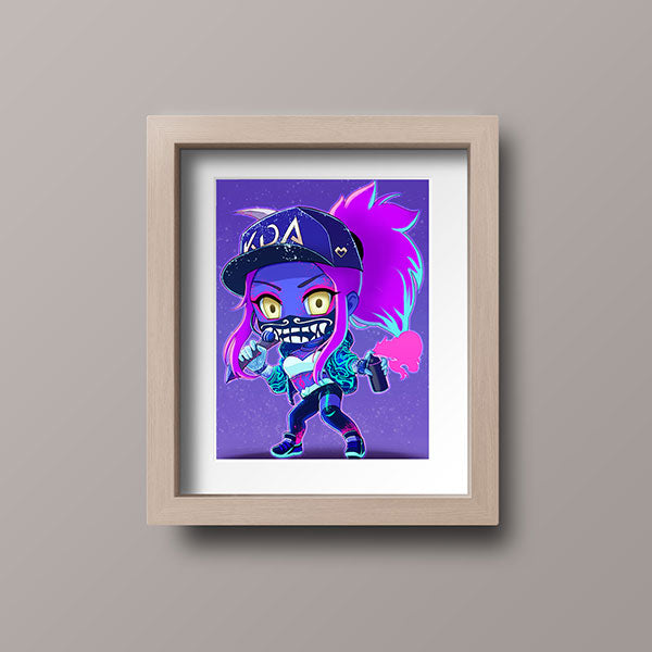 KDA Akali Neon Chibi Mini Print - nayukidraws
