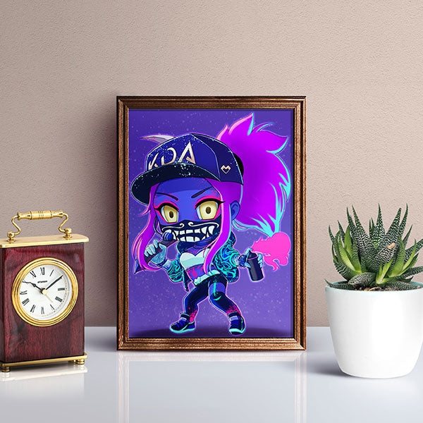 KDA Akali Neon Chibi Mini Print - nayukidraws