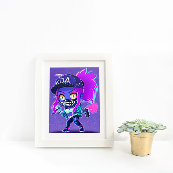 KDA Akali Neon Chibi Mini Print - nayukidraws