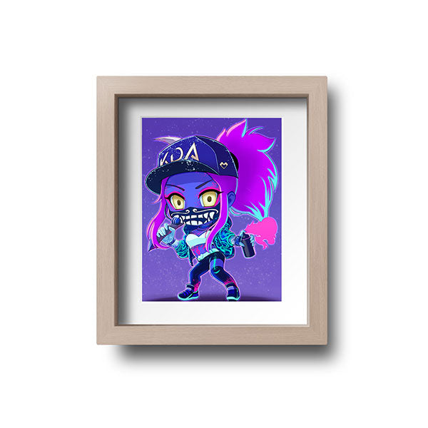 KDA Akali Neon Chibi Mini Print - nayukidraws