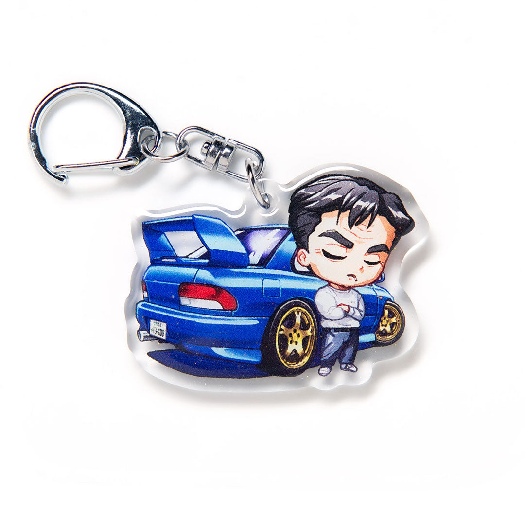 Bunta Fujiwara GC8 Impreza WRX STI Type R Blue Character Acrylic Charm Keychain