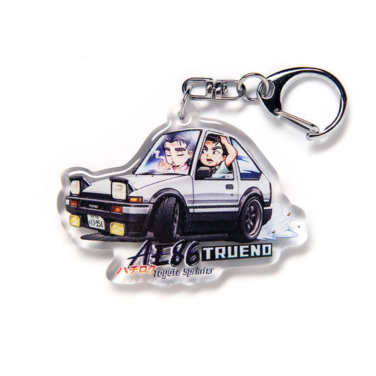 Bunta Fujiwara & Yuichi w AE86 Trueno 1st Stage Character Drift Acrylic Charm Keychain