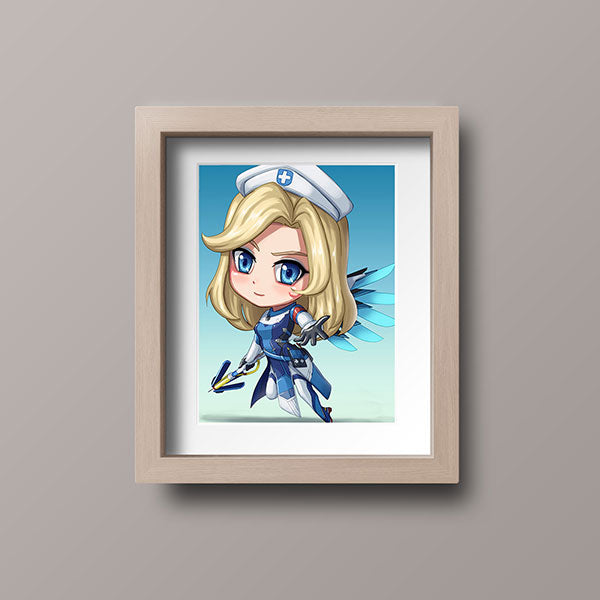 Combat Medic Mercy Chibi Mini Print