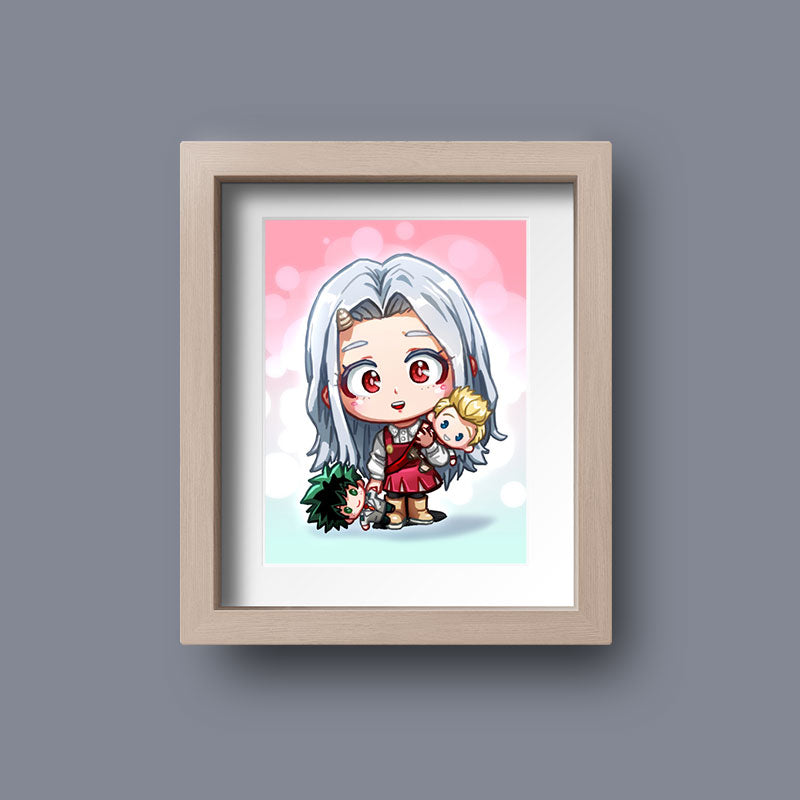 Eri Eri-Chan with Deku Midoriya & Lemillion Mirio Mini Print