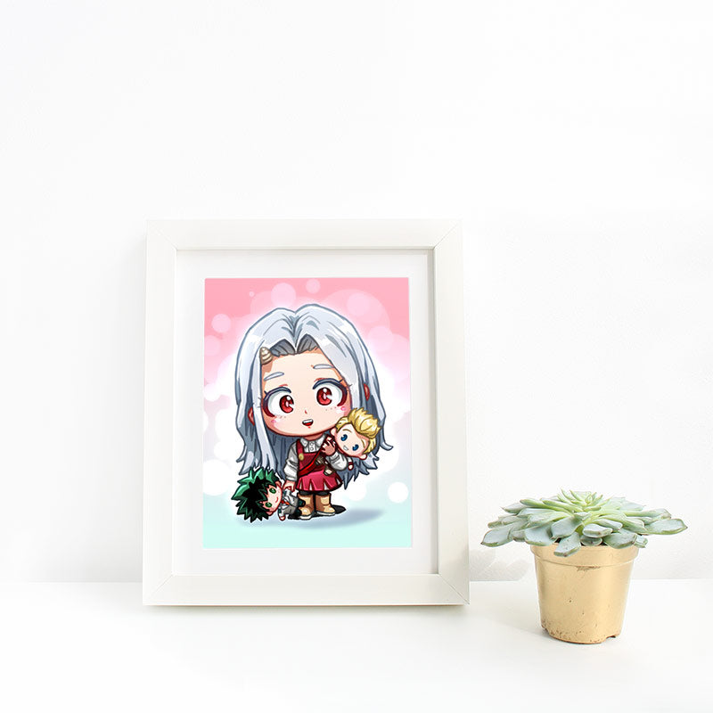 Eri Eri-Chan with Deku Midoriya & Lemillion Mirio Mini Print