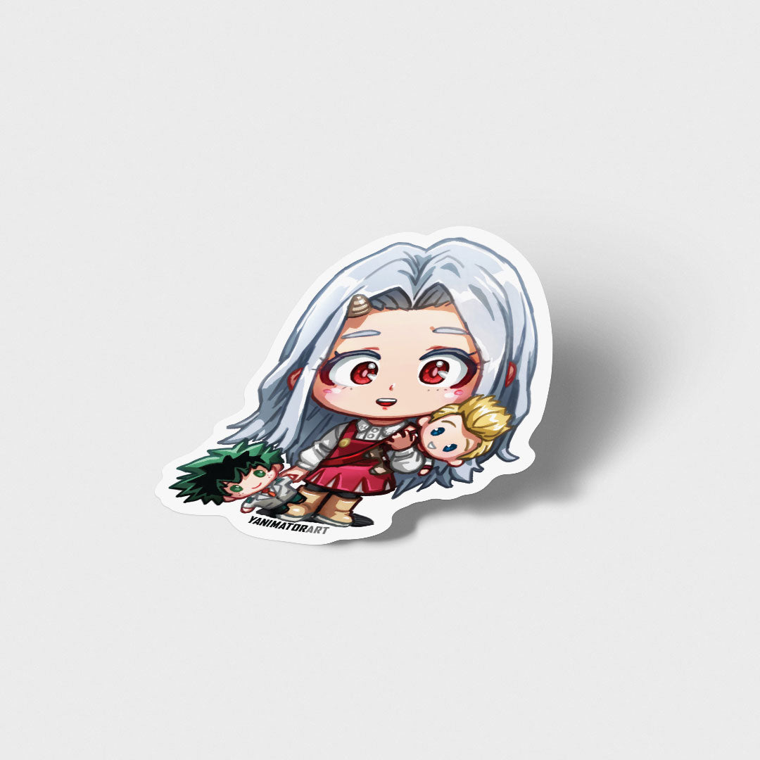 Eri Eri-Chan with Deku Midoriya & Lemillion Mirio Vinyl Sticker