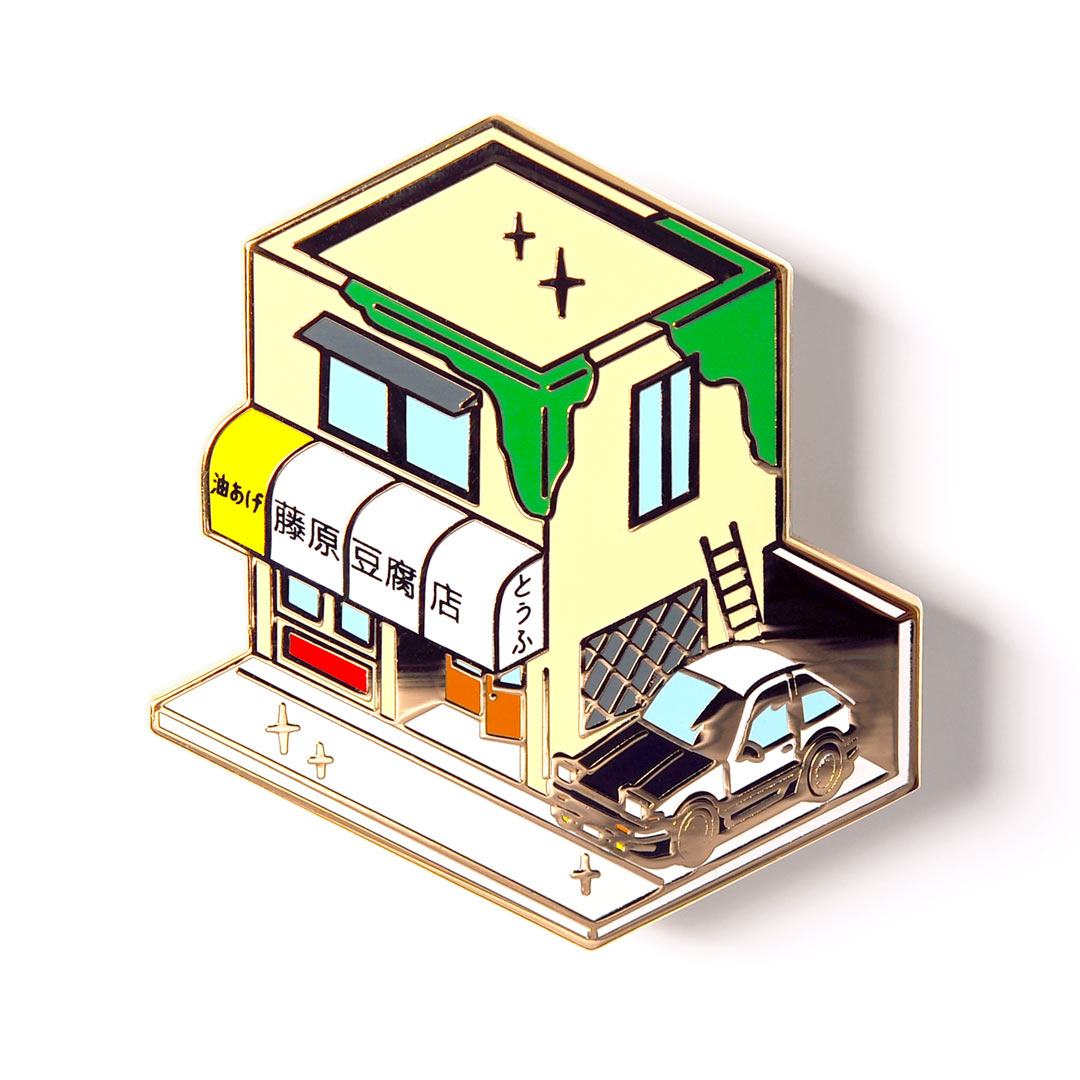 Fujiwara Tofu Shop & AE86 Metal Enamel Pin