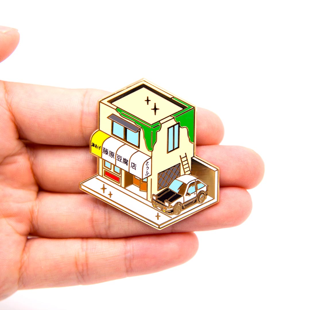 Fujiwara Tofu Shop & AE86 Metal Enamel Pin
