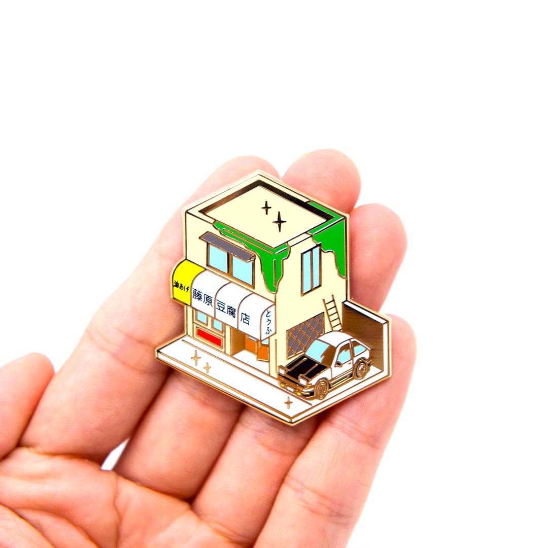 Fujiwara Tofu Shop & AE86 Metal Enamel Pin