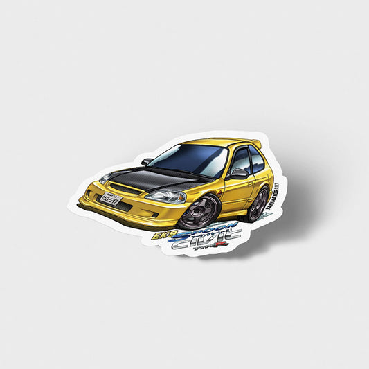 EK9 Civic Type R Yellow Vinyl Sticker
