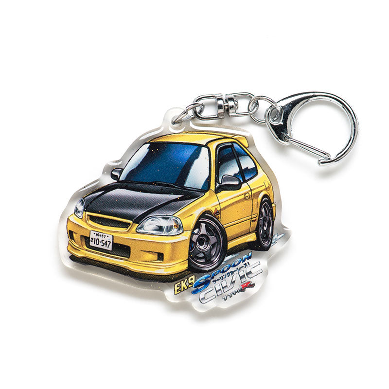 EK9 Civic Type R Yellow Acrylic Charm Keychain