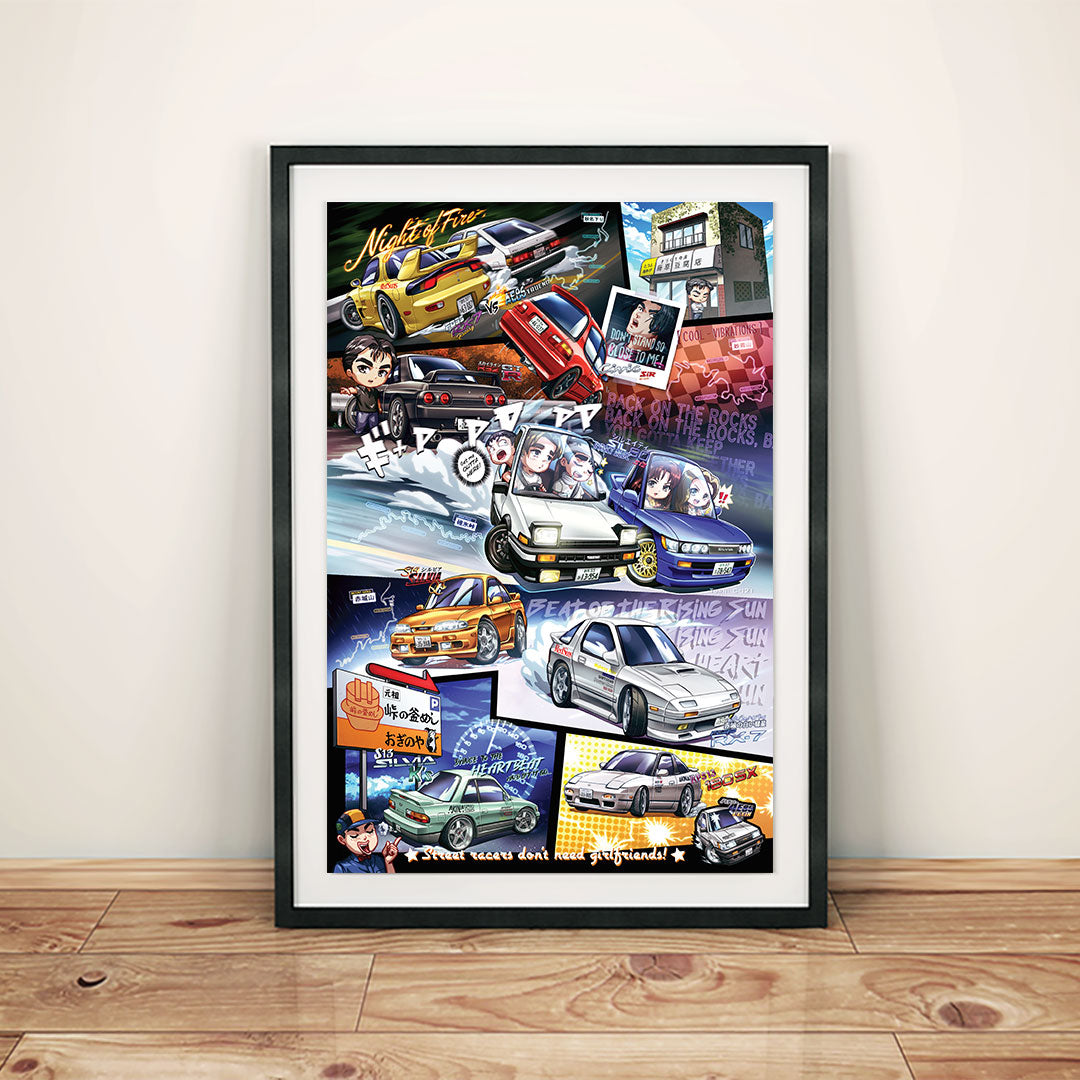 Initial D: Stage 1 Chibi Car Poster Print - First Stage