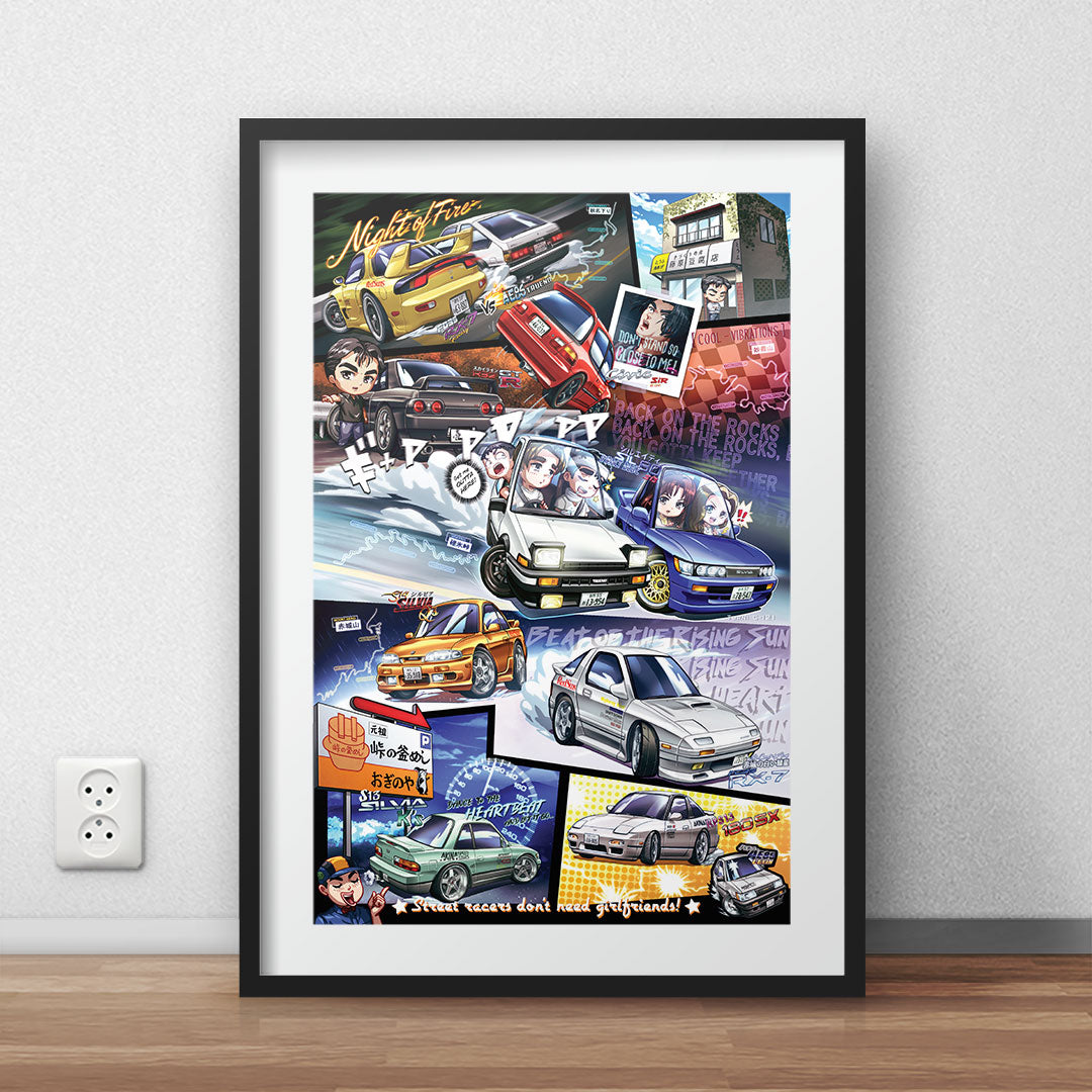 Initial D: Stage 1 Chibi Car Poster Print - First Stage