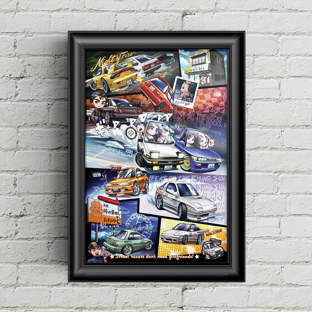 Initial D: Stage 1 Chibi Car Poster Print - First Stage
