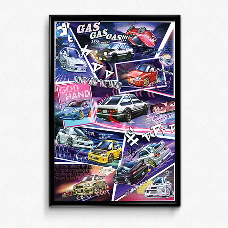 Initial D: Stage 4 Chibi Car Poster Print - Fourth Stage