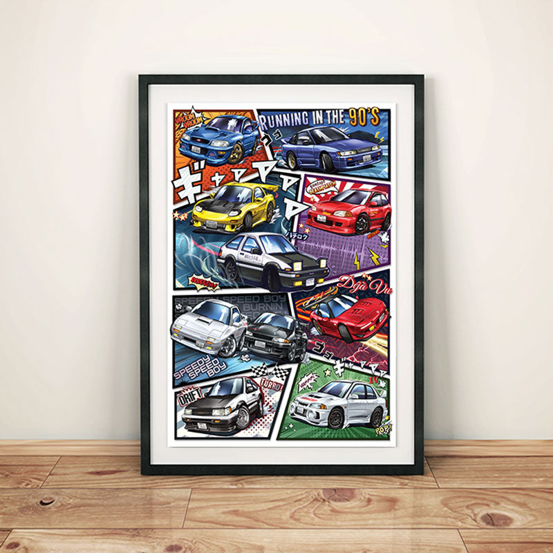 Initial D: First Edition Variant - Running in the 90s Car Poster Print