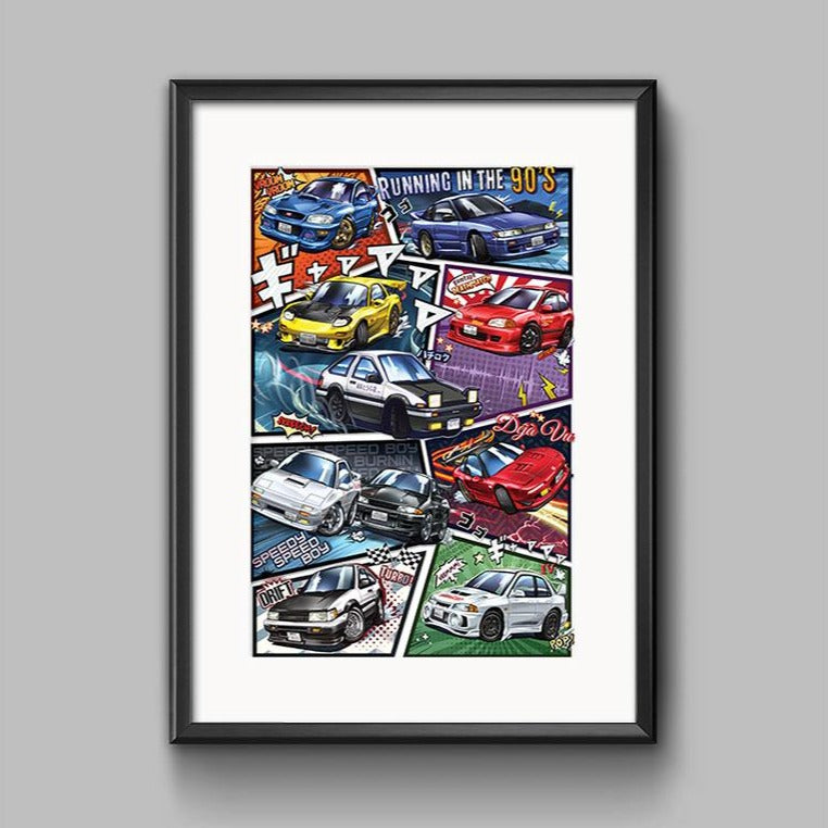 Initial D: First Edition Variant - Running in the 90s Car Poster Print