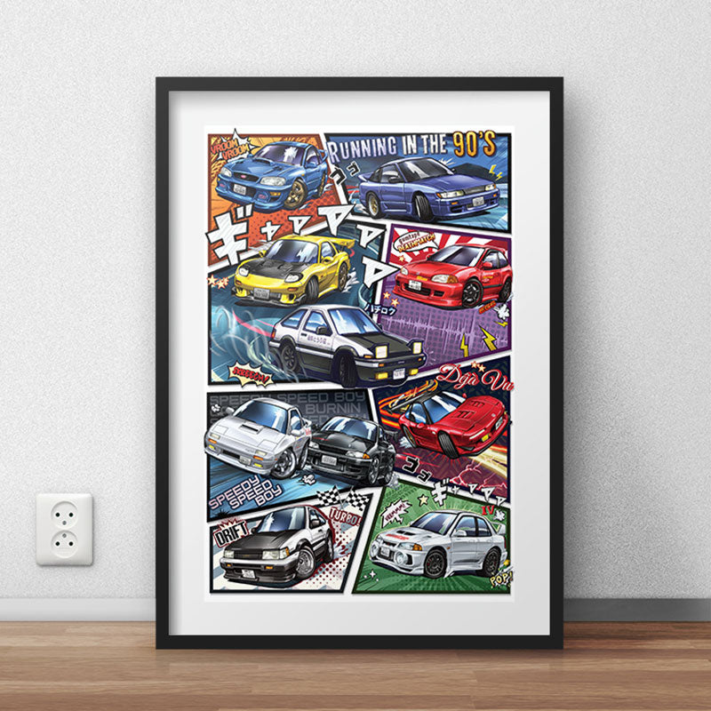 Initial D: First Edition Variant - Running in the 90s Car Poster Print