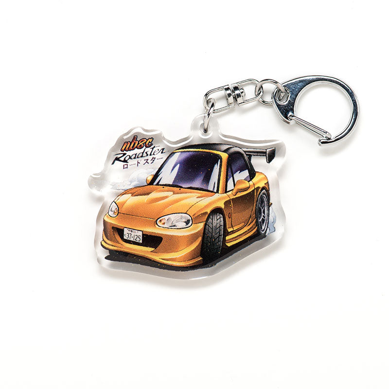 NB8CE Miata MX-5 Roadster w Aero Orange Acrylic Charm Keychain