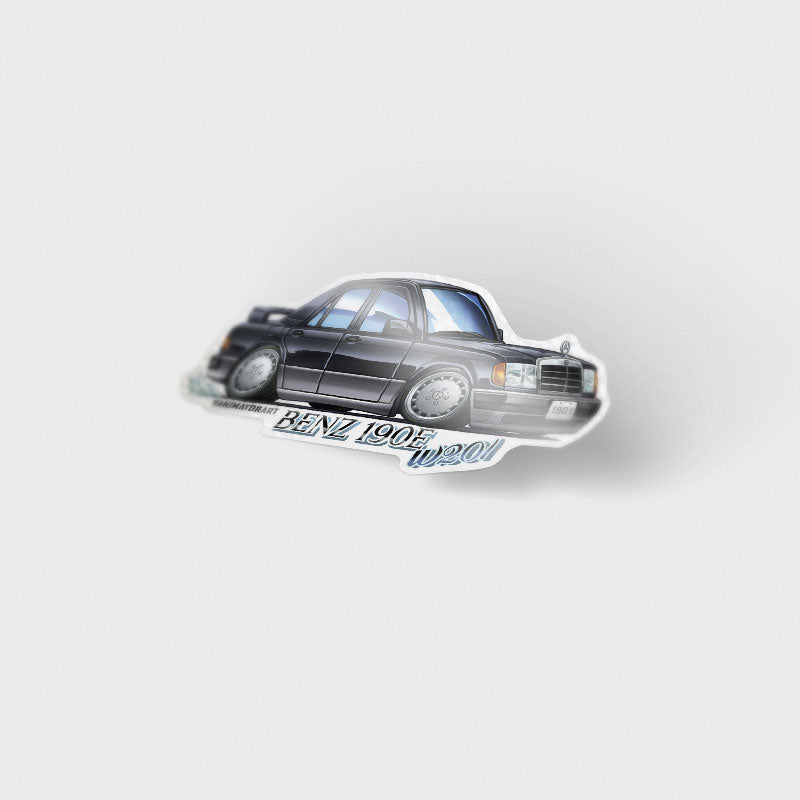 Merc W201 190E E-Class Black/Silver "Papa" Manga Edition Vinyl Sticker