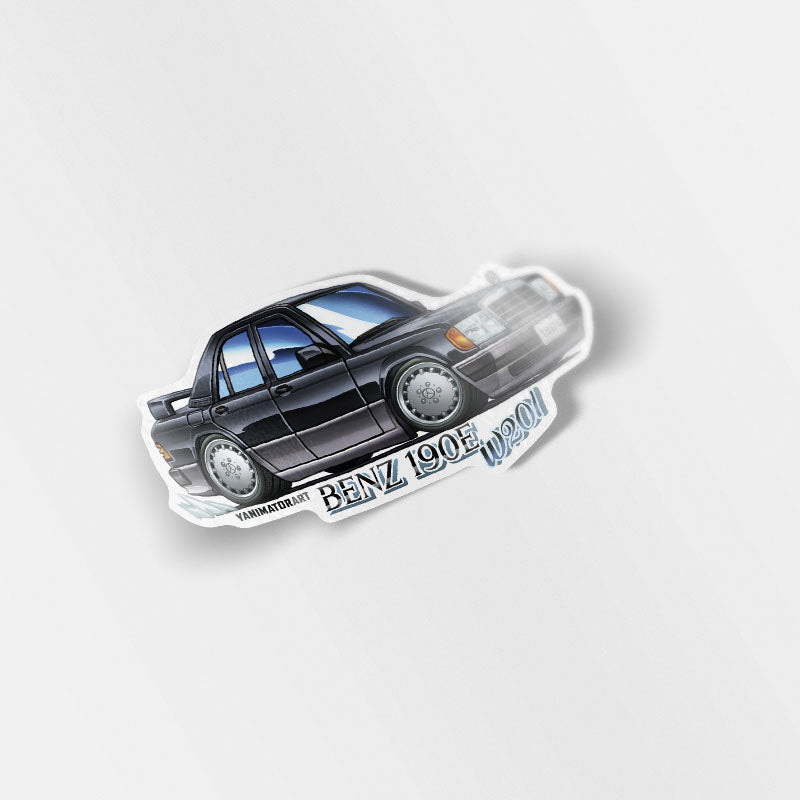 Merc W201 190E E-Class Black/Silver "Papa" Manga Edition Vinyl Sticker