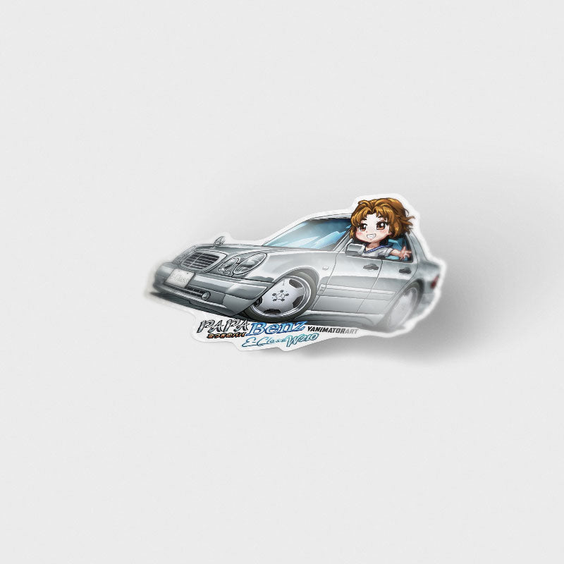 Papa Benz & Natsuki Mogi w Merc W210 E-Class Silver 2nd Stage Character Vinyl Sticker