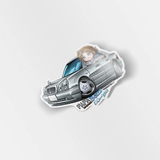 Papa Benz & Natsuki Mogi w Merc W210 E-Class Silver 2nd Stage Character Vinyl Sticker
