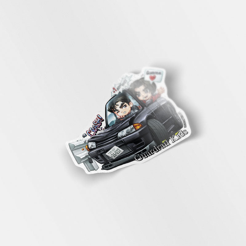 Nakazato & Shingo "Guardrail Kids" R32 Skyline GT-R Character Crash Vinyl Sticker