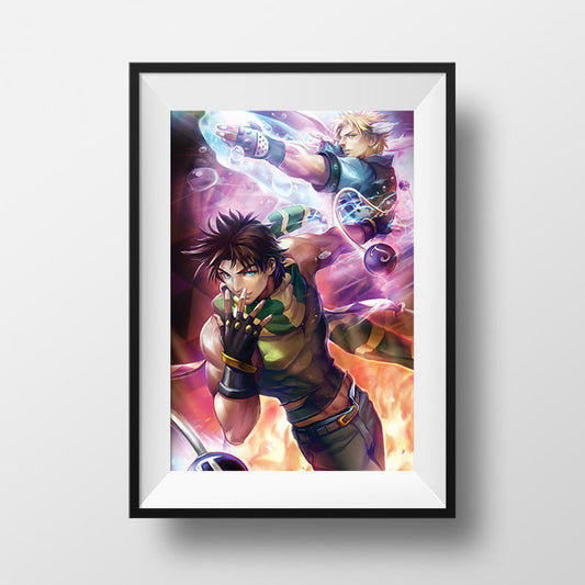 Jojo's Bizarre Adventure Part 2: Battle Tendency - Joseph & Caesar Poster Print