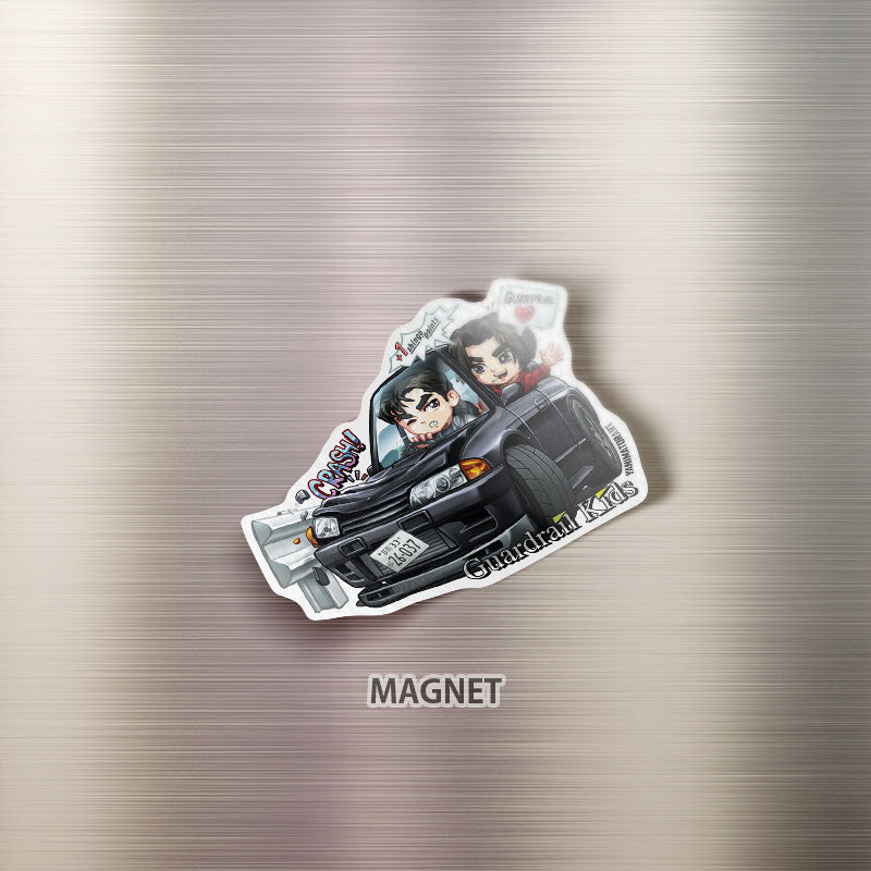 Nakazato & Shingo "Guardrail Kids" R32 Skyline GT-R Character Crash Magnet