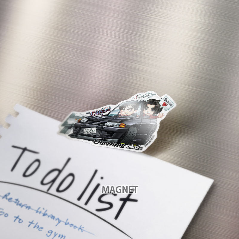 Nakazato & Shingo "Guardrail Kids" R32 Skyline GT-R Character Crash Magnet