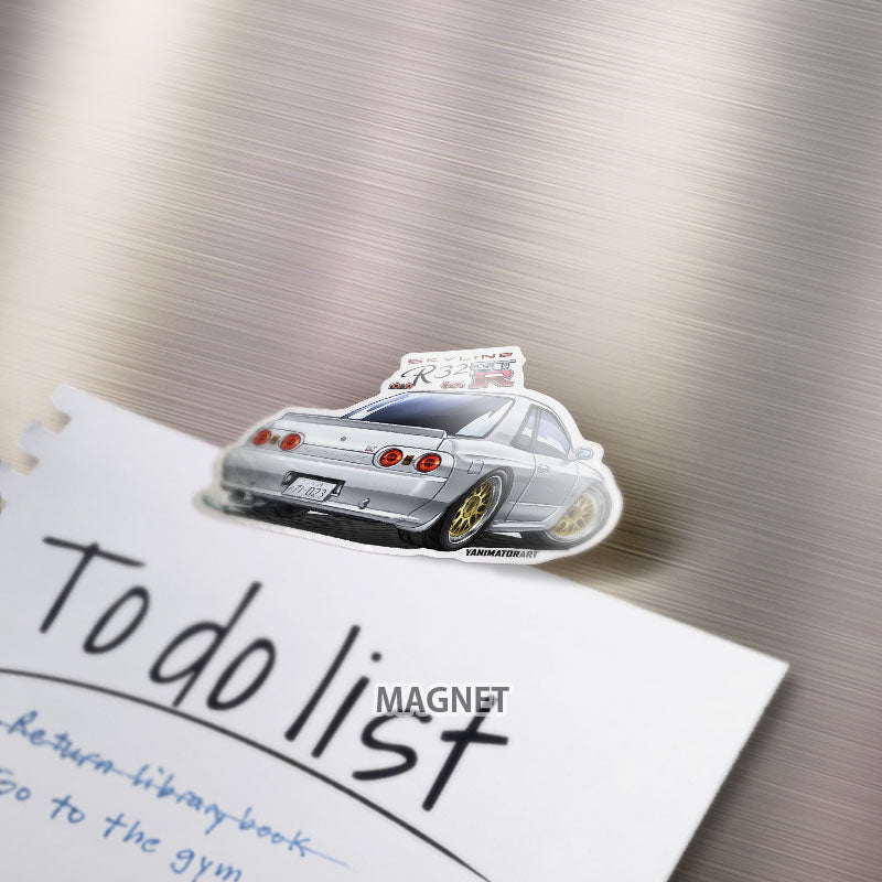 R32 Skyline GT-R Rear White (Wangan Midnight) Magnet
