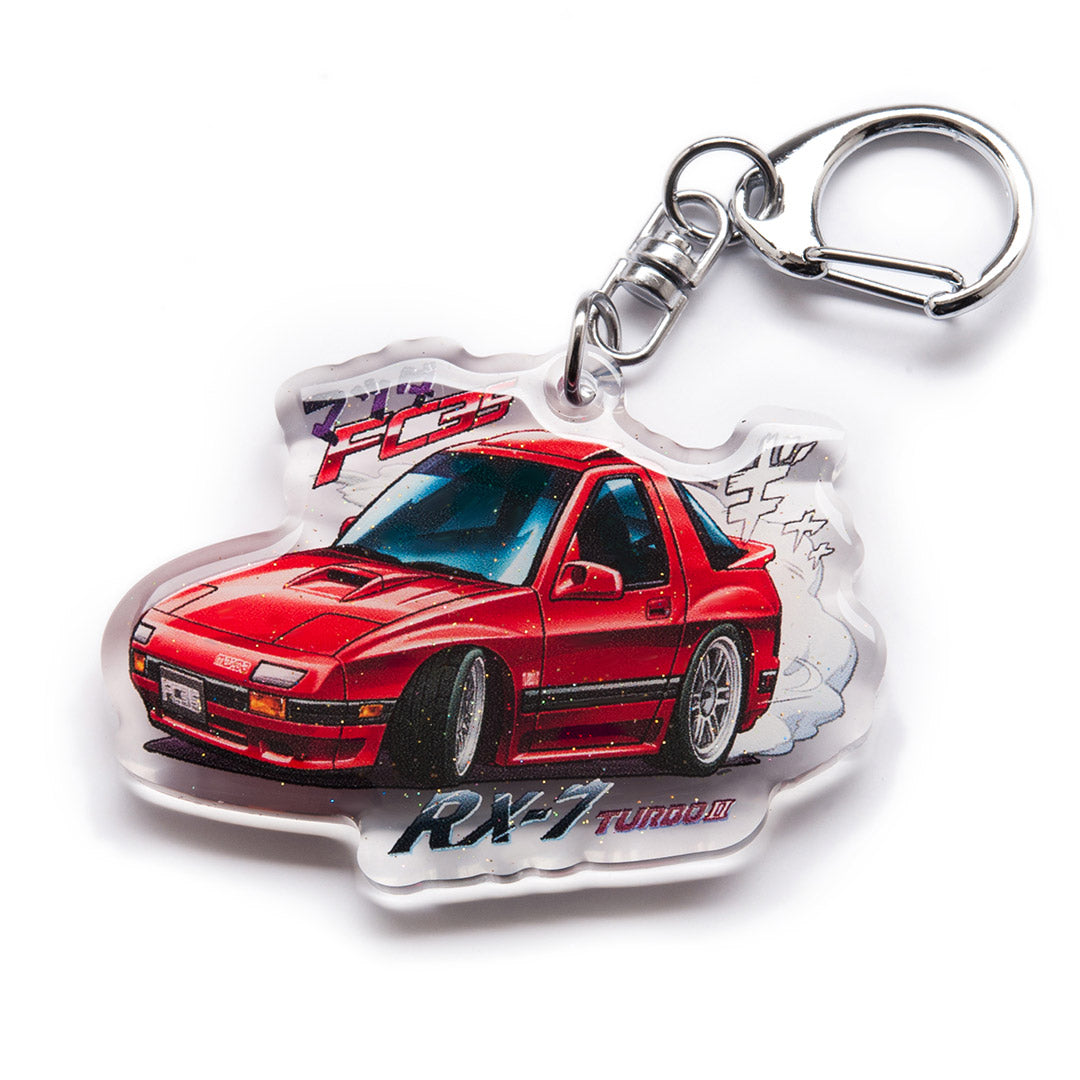 FC3S RX-7 Savanna Turbo II Red Acrylic Charm Keychain