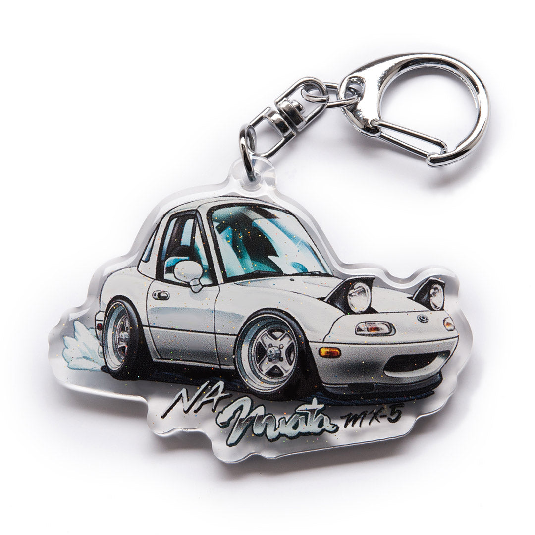 NA6CE NA8CE Miata MX-5 Eunos Roadster White Acrylic Charm Keychain