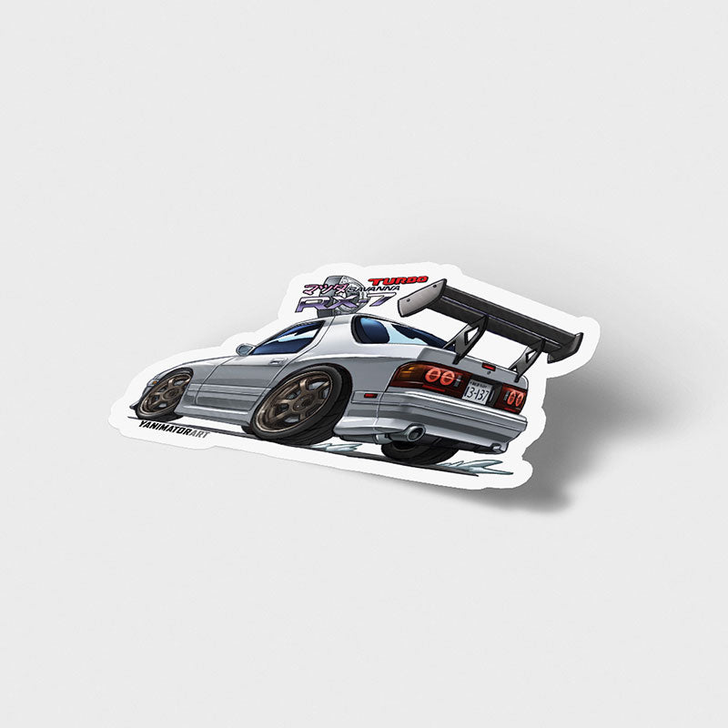 FC3S RX-7 White Rear x Aero 5th Stage Vinyl Sticker