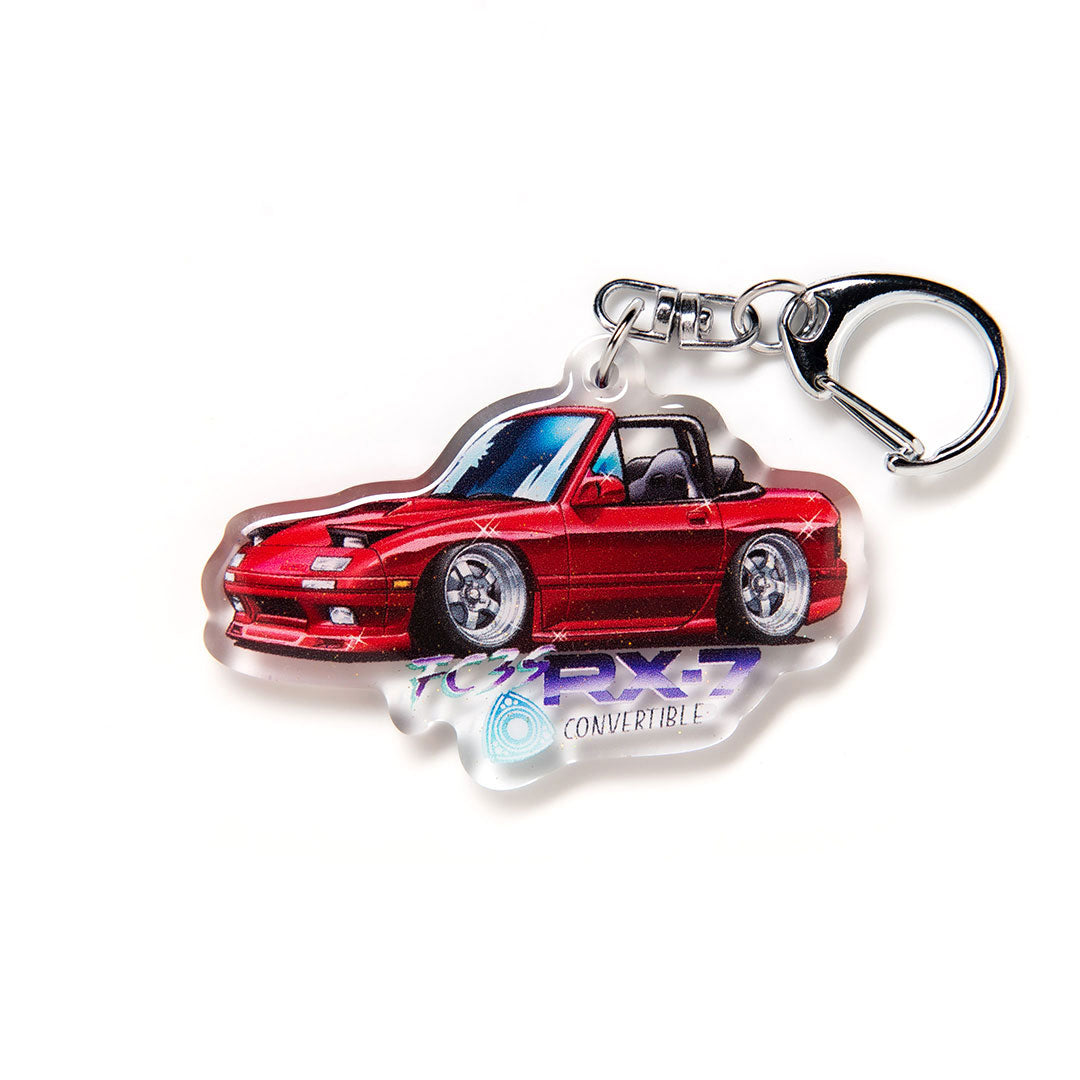 FC3S RX-7 Convertible Vert Red Acrylic Charm Keychain