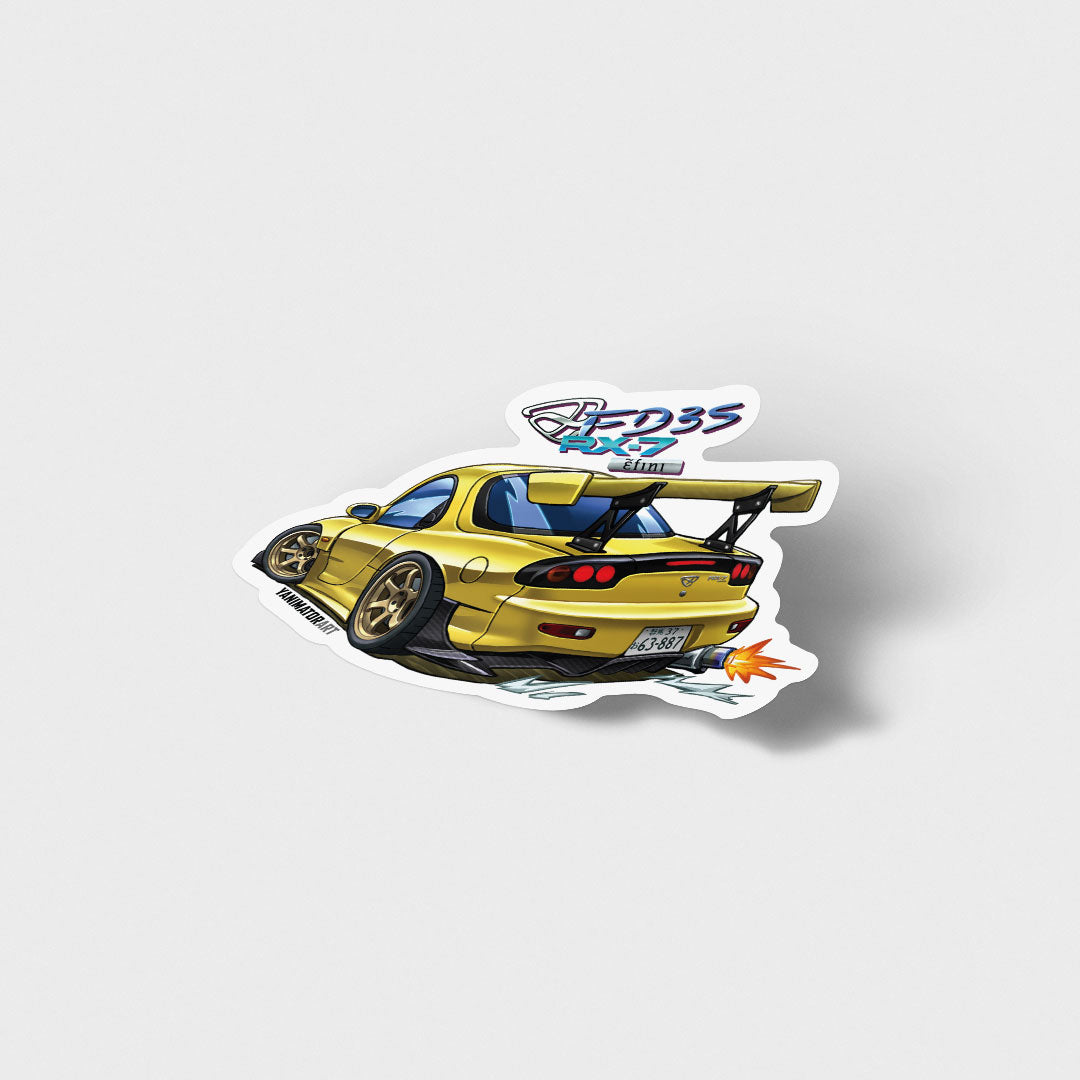 FD3S RX-7 Rear 4th Stage Yellow Vinyl Sticker